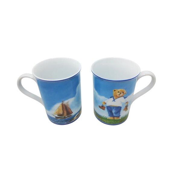 Vintage Set Of 2 Teddington Bear & Sailboat Design Mugs - Picture 2 of 5